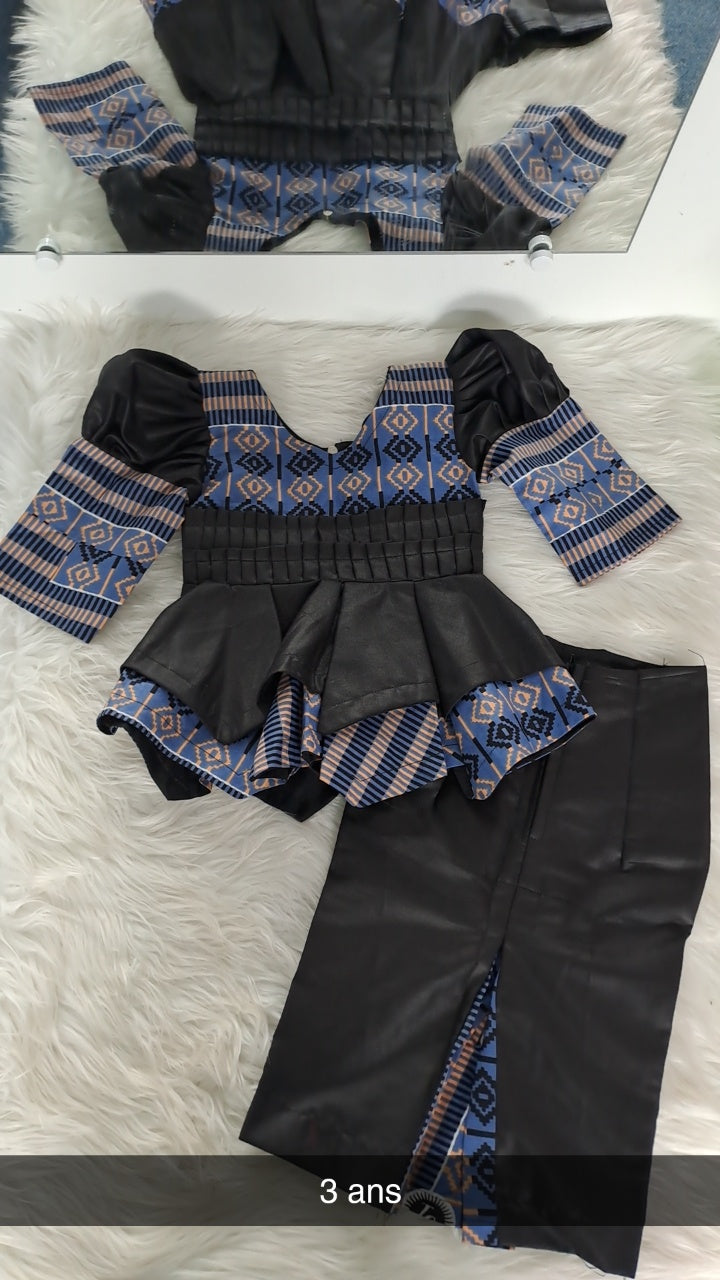 Mélange Wax tissus 2 pièces fille